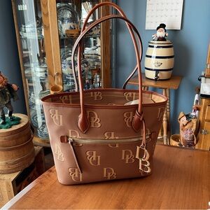 Dooney & Bourke Saddle Monogram Tote with Front Zip Pocket